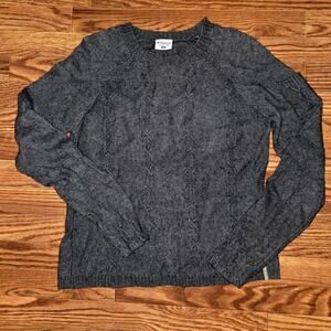 Columbia Gray Cotton & Rabbit Hair Blend Cable Knit Sweater - Womens Medium